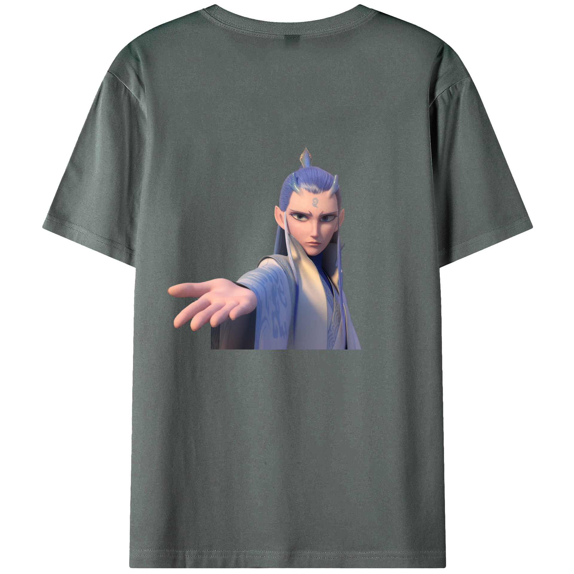 （画像用） Ne Zha 2 ナタ 魔童の大暴れ 綿100％ メンズ半袖Tシャツ（バックプリント） 通気性